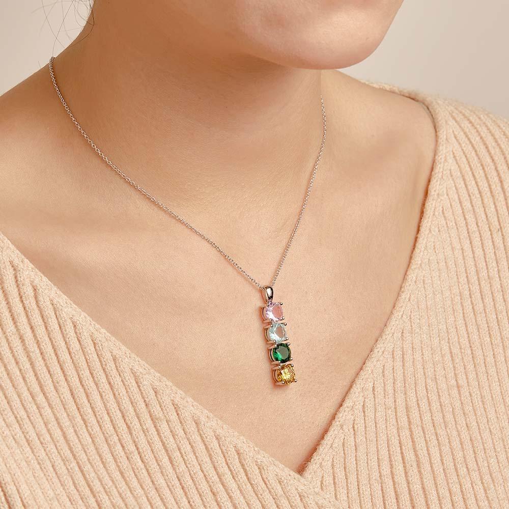 Custom Birthstone Strip Necklace Creative Colorful Zircon Necklace For Women - yournamenecklaceau