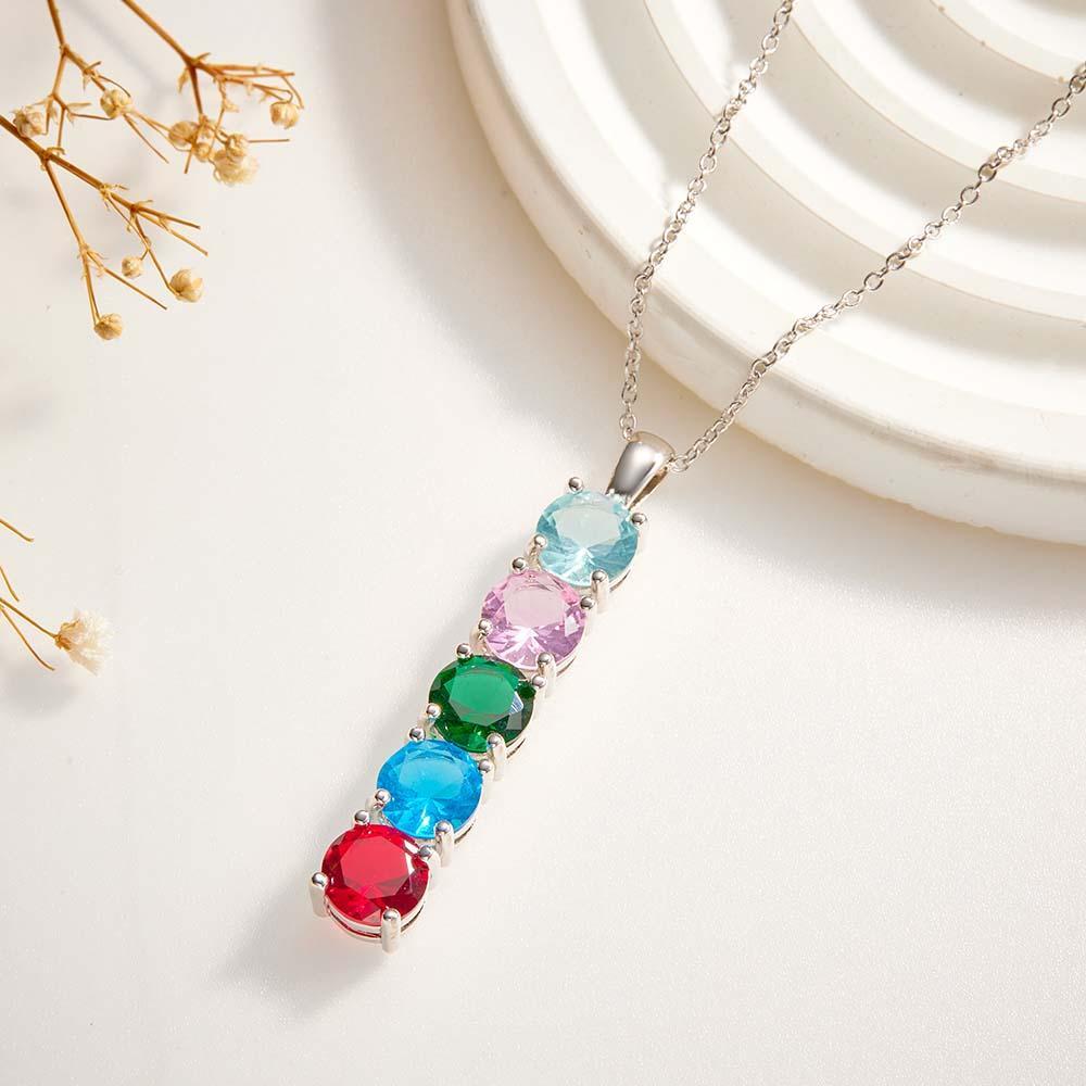 Custom Birthstone Strip Necklace Creative Colorful Zircon Necklace For Women - yournamenecklaceau