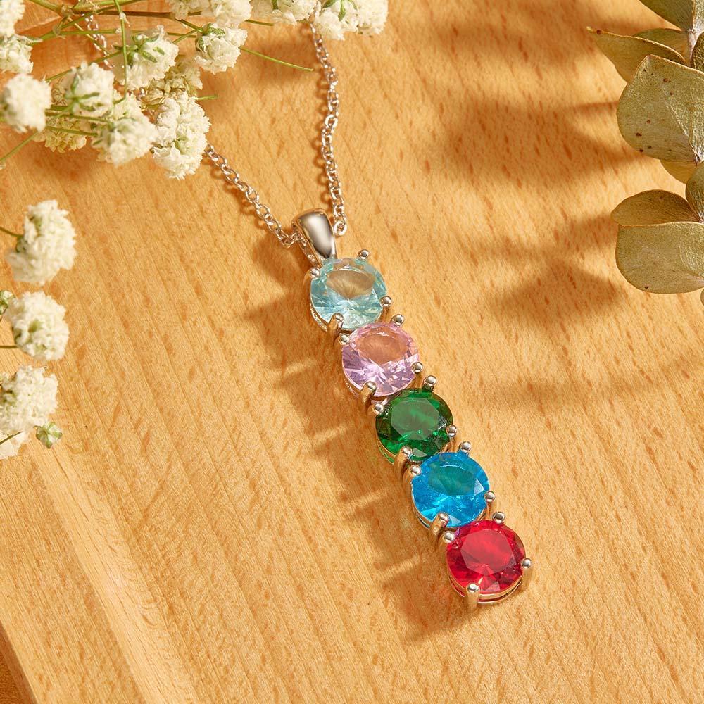 Custom Birthstone Strip Necklace Creative Colorful Zircon Necklace For Women - yournamenecklaceau