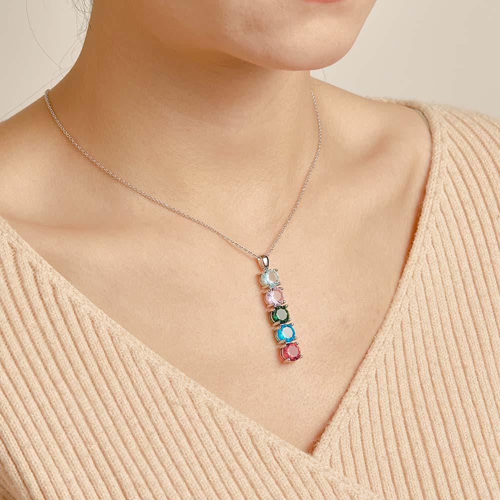 Custom Birthstone Strip Necklace Creative Colorful Zircon Necklace For Women - yournamenecklaceau