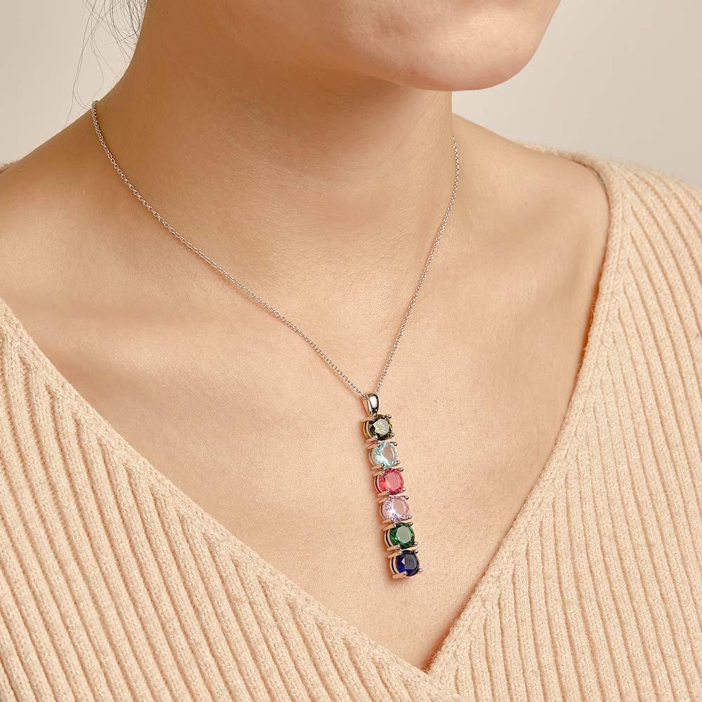 Custom Birthstone Strip Necklace Creative Colorful Zircon Necklace For Women - yournamenecklaceau