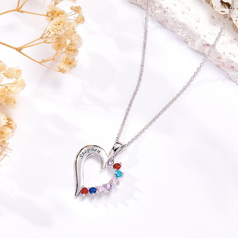 Fashion Birthstone Necklace Heart-Shaped Pendant For Her - yournamenecklaceau