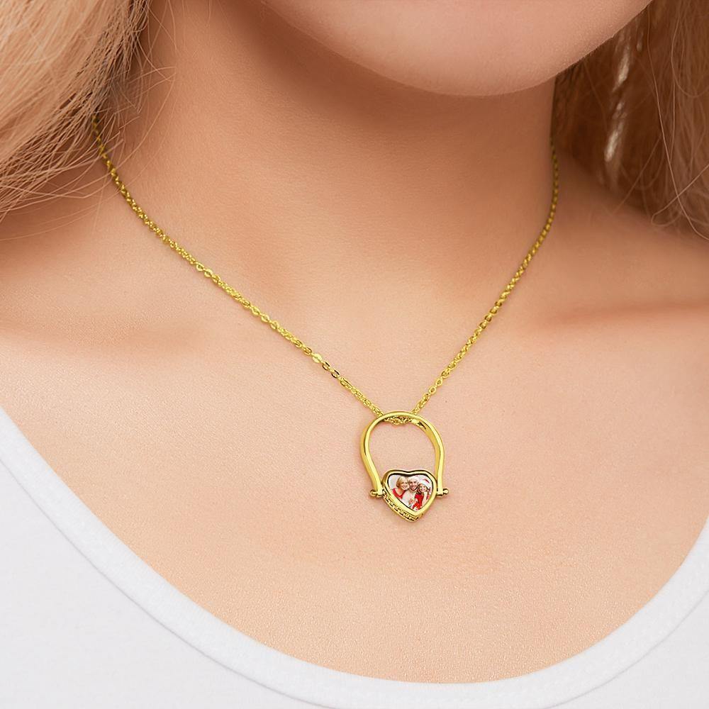 Custom Photo Necklace, Photo Ring Couple's Gifts Dual-use (Ring Size 5#) 14k Gold Plated - yournamenecklaceus