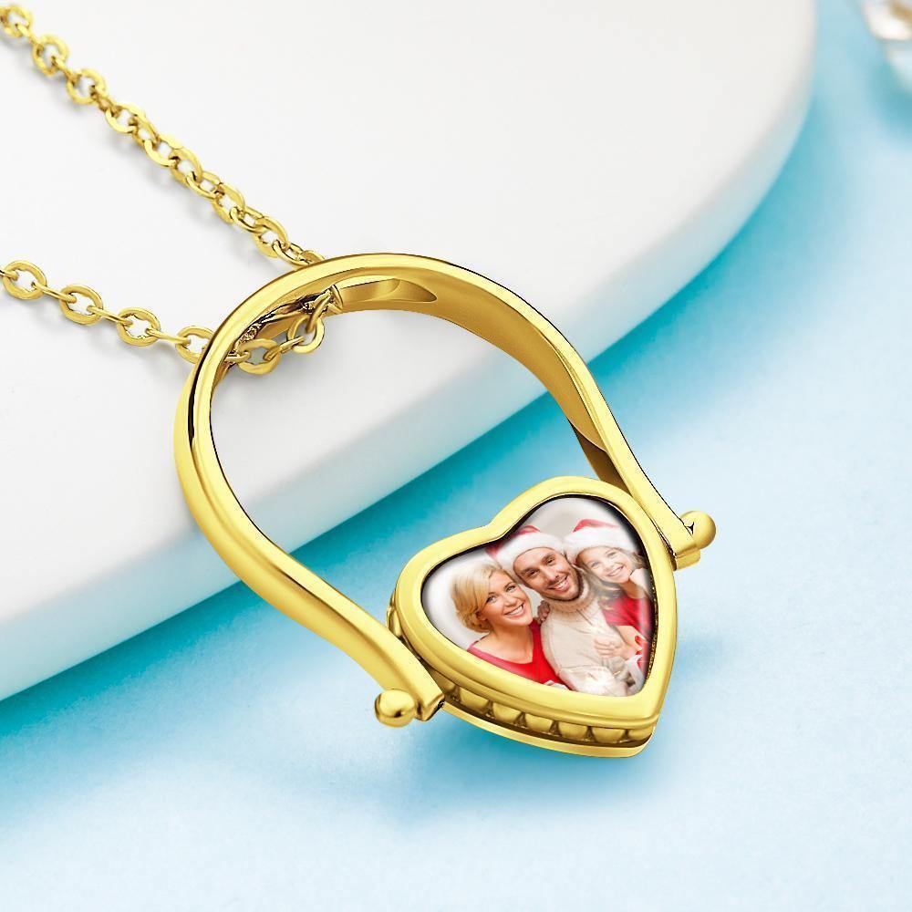 Custom Photo Necklace, Photo Ring Couple's Gifts Dual-use (Ring Size 5#) 14k Gold Plated - yournamenecklaceus