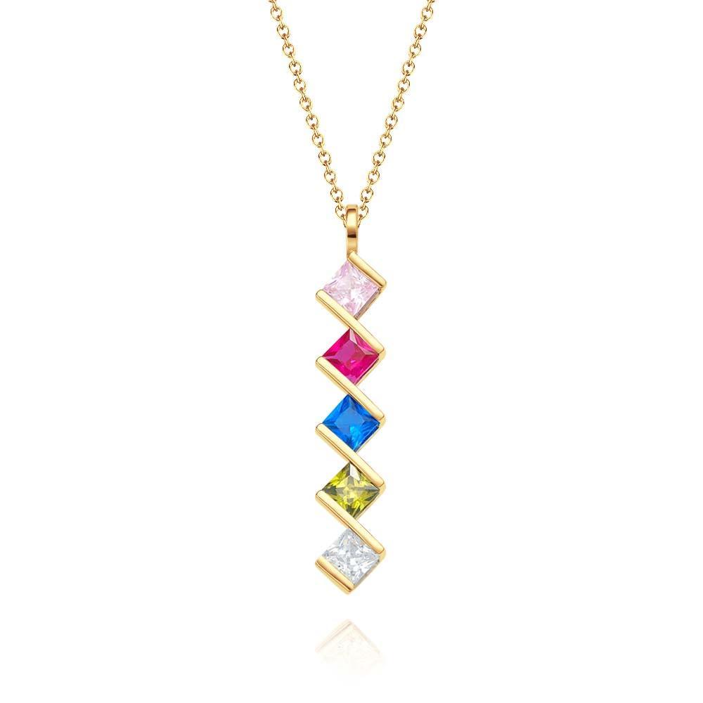 Personalized Birthstone Strip Necklace Colorful Square Diamond Pendant Gifts For Her - yournamenecklaceau