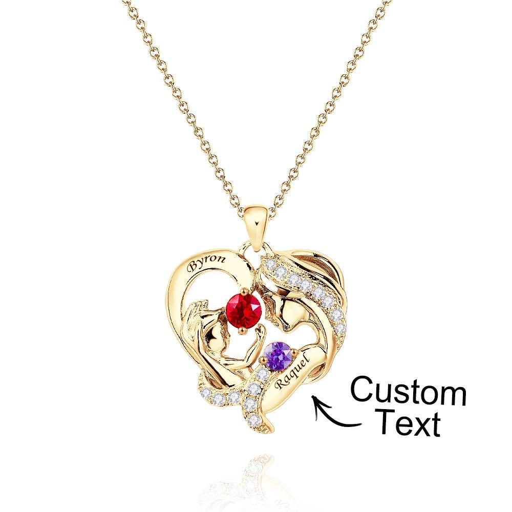 Engravable Mom And Baby Necklace With Birthstone Warm Gifts For Mom - yournamenecklaceau