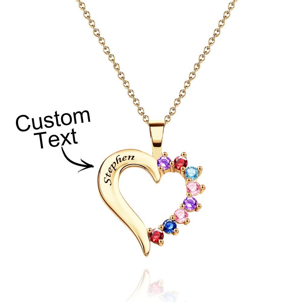 Fashion Birthstone Necklace Heart-Shaped Pendant For Her - yournamenecklaceau