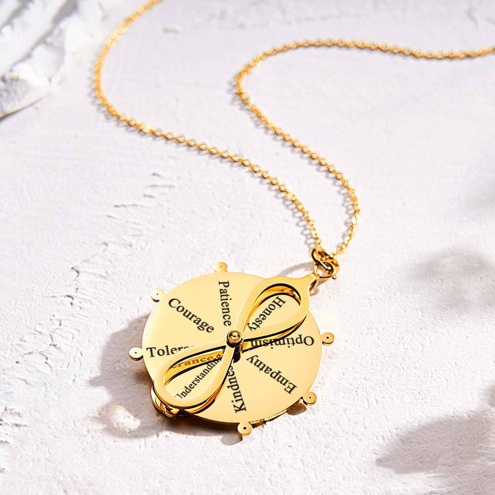 Custom Engraved Turntable Necklace Double Side Disc Proverb Pendant Love Gift - yournamenecklaceau