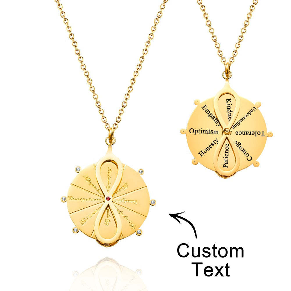 Custom Engraved Turntable Necklace Double Side Disc Proverb Pendant Love Gift - yournamenecklaceau