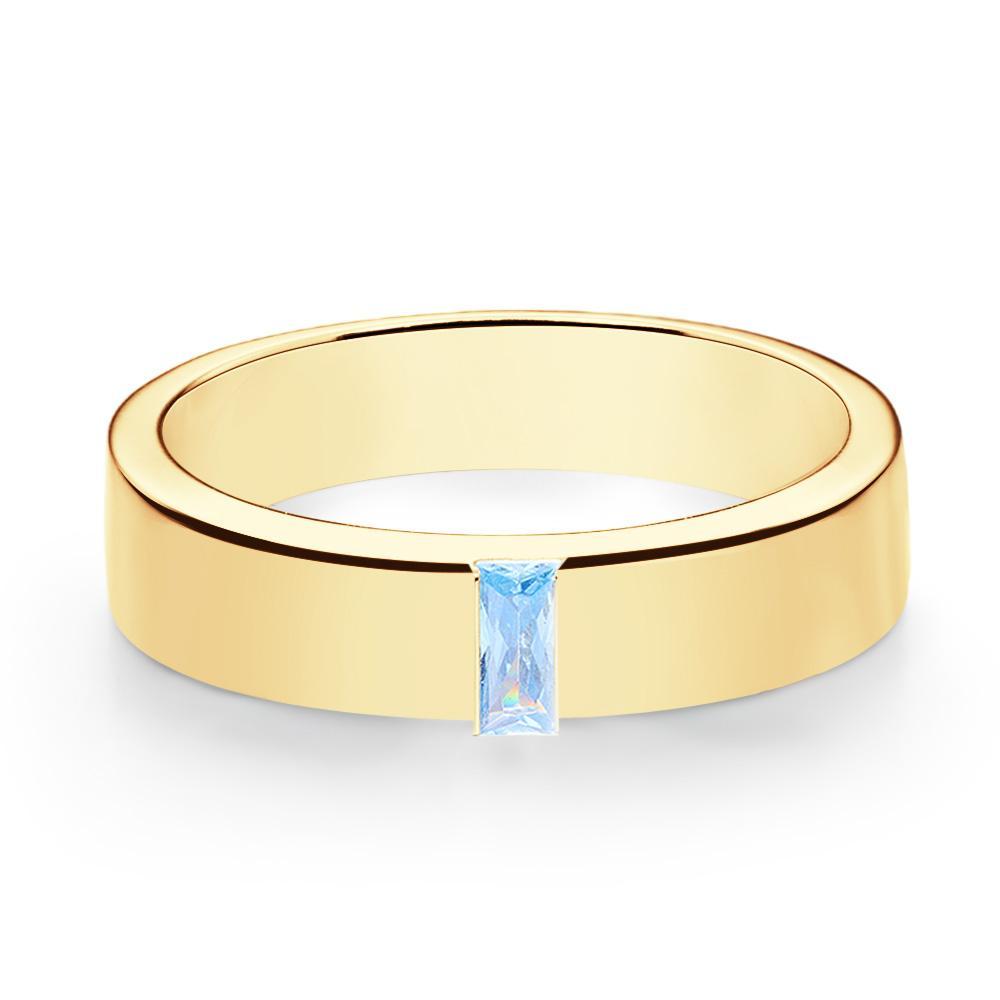 Custom Baguette Birthstone Ring 18k Gold Plated Personalized Family Ring Gift For Her - yournamenecklaceau