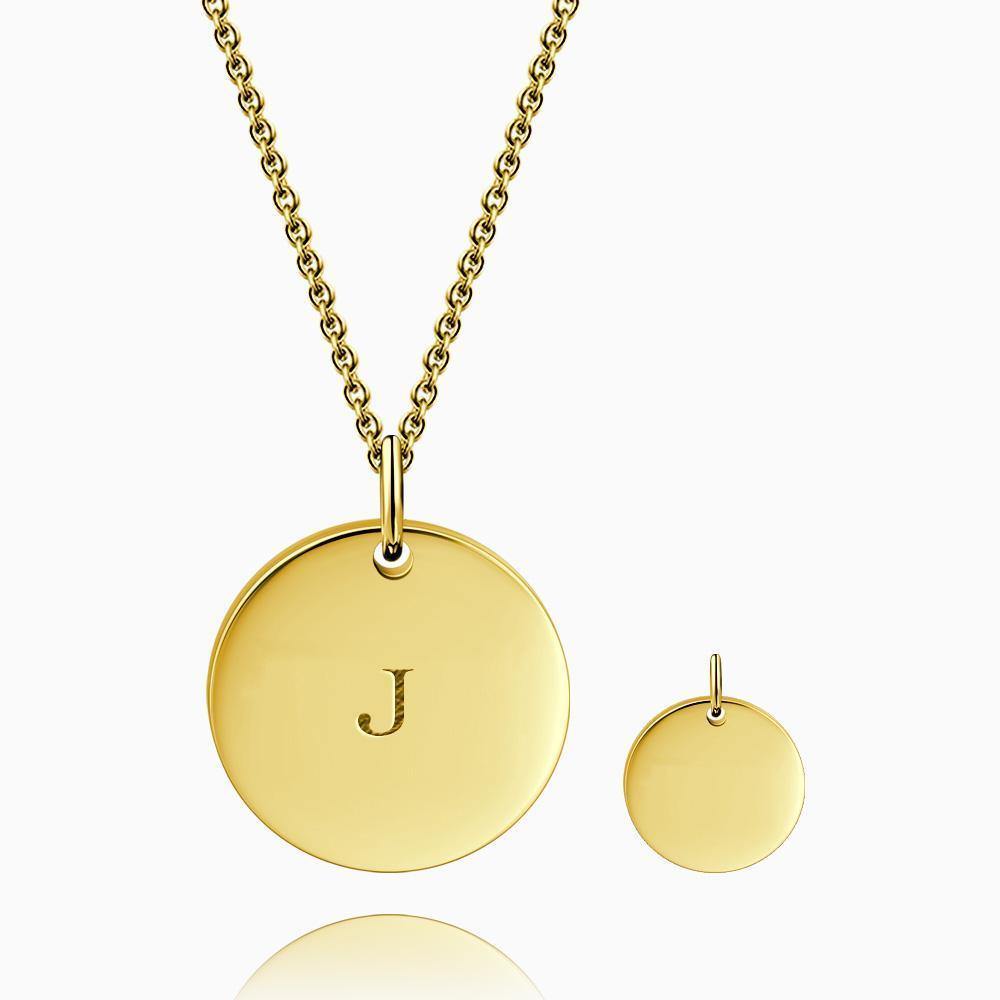 Initial Coin Necklace with Engraving Rose Gold Plated - soufeelus