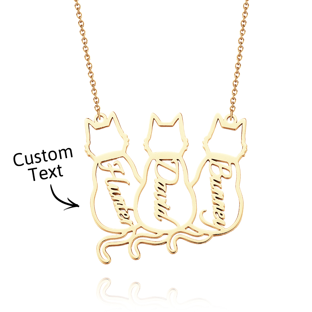Personalized Cat Necklace Custom Lucky Cat Name Necklace Engraved Name Lucky Cat Pendant Gifts for Her - NameNecklaceAU