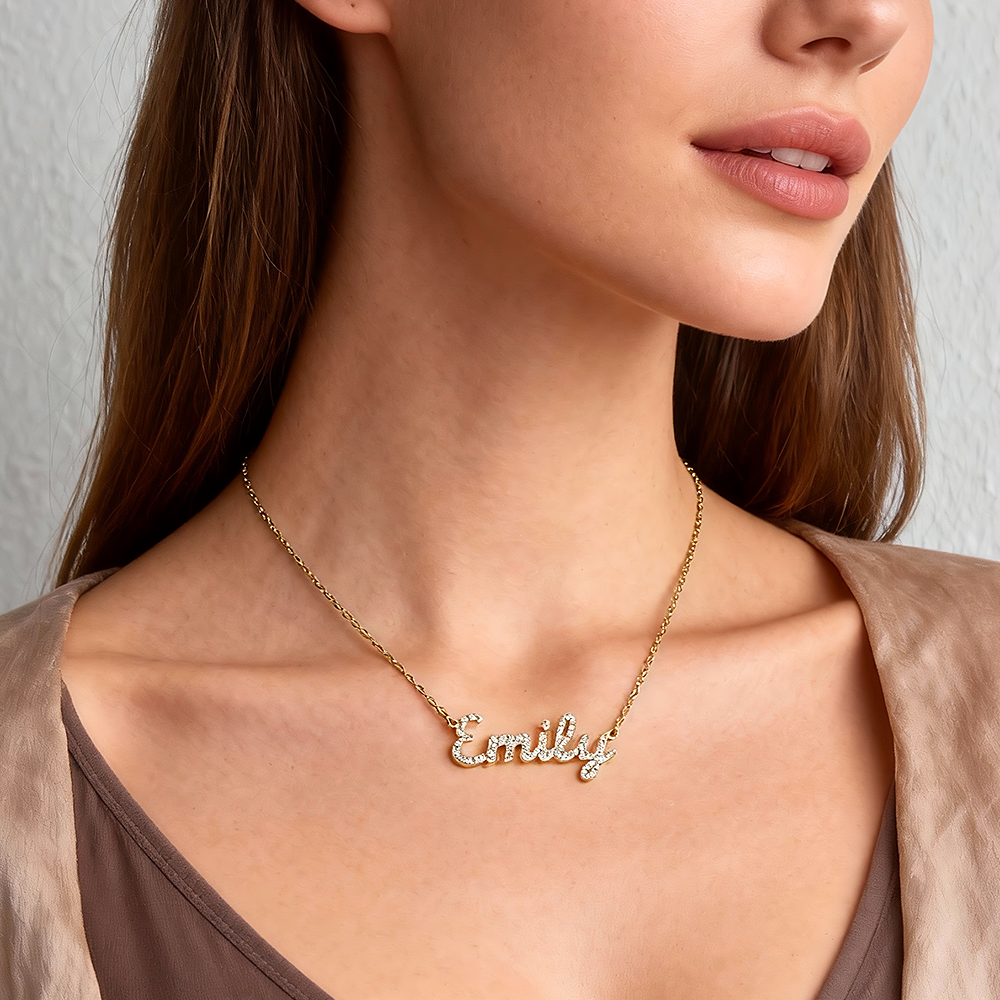 Custom Name Necklace: Design Your Dazzling Statement Personalized Diamond-Accent Name Necklace Sparkling Name Necklace for Her - NameNecklaceAU