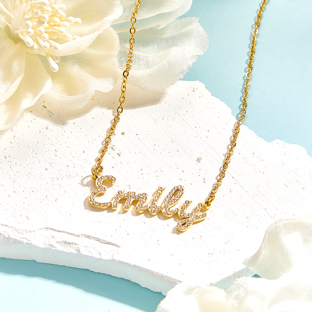 Custom Name Necklace: Design Your Dazzling Statement Personalized Diamond-Accent Name Necklace Sparkling Name Necklace for Her - NameNecklaceAU