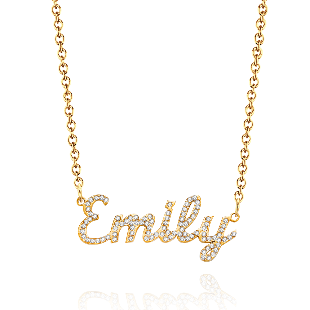 Custom Name Necklace: Design Your Dazzling Statement Personalized Diamond-Accent Name Necklace Sparkling Name Necklace for Her