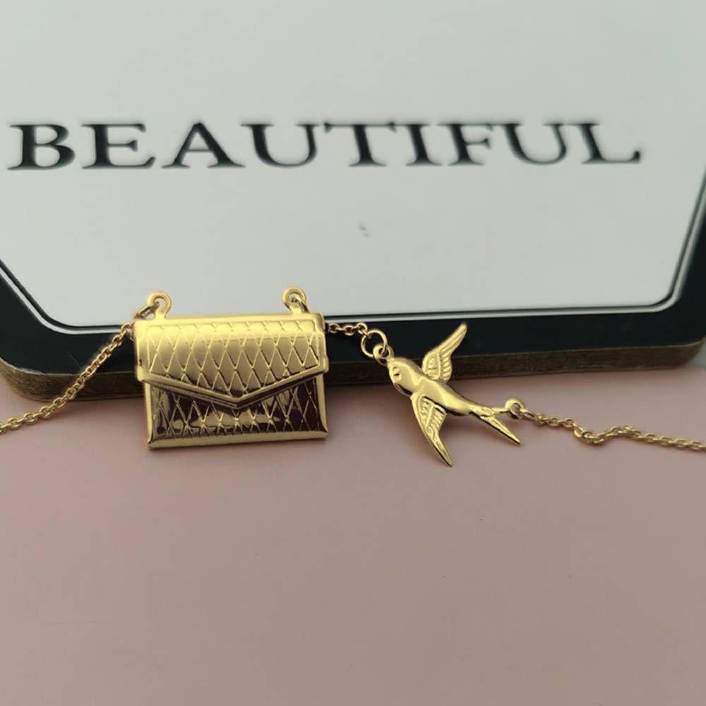 Custom Photo Engraved Handbag Necklace Golden - yournamenecklace