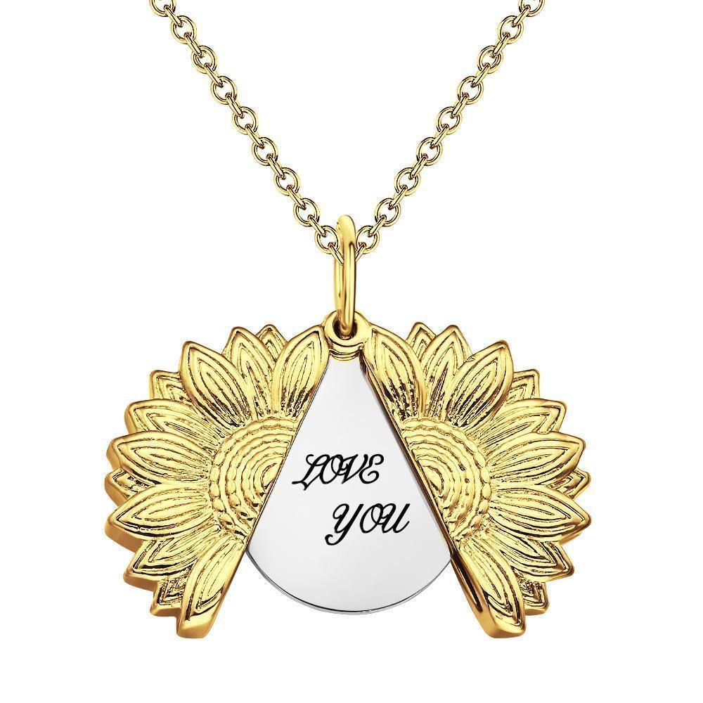 Custom Engraved Sunflower Necklace Gifts for Someone - yournamenecklace