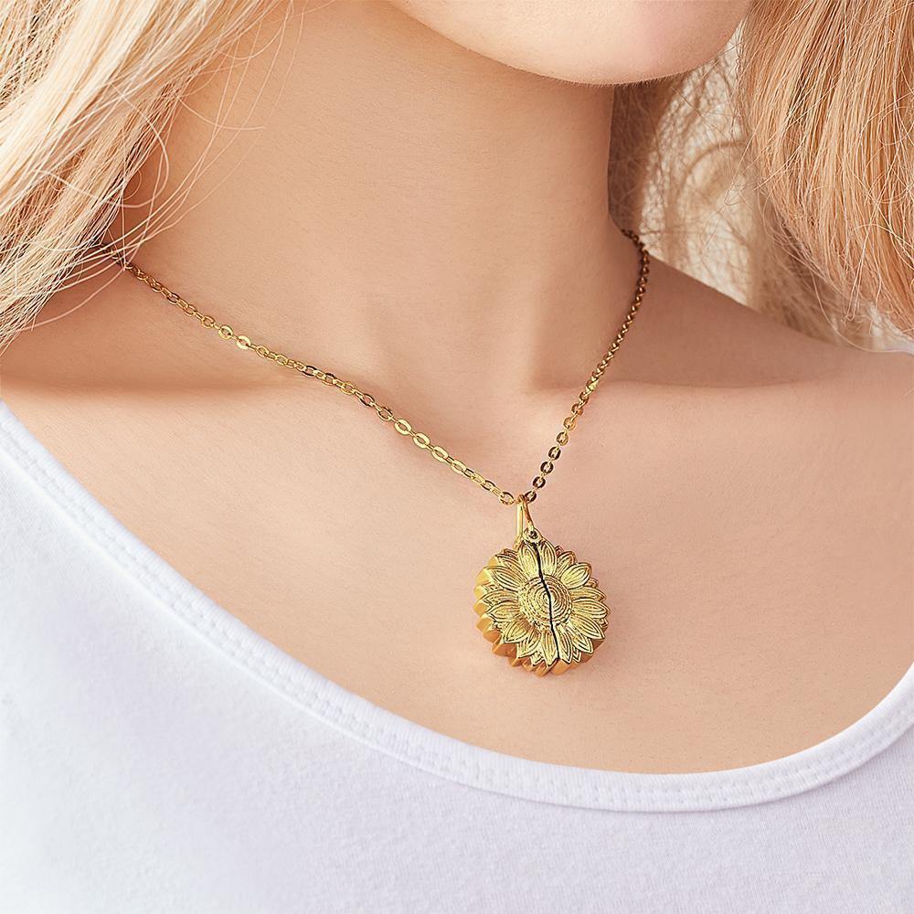 Custom Engraved Sunflower Necklace Gifts for Someone - yournamenecklace