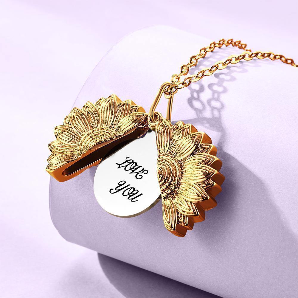 Custom Engraved Sunflower Necklace Gifts for Someone - yournamenecklace