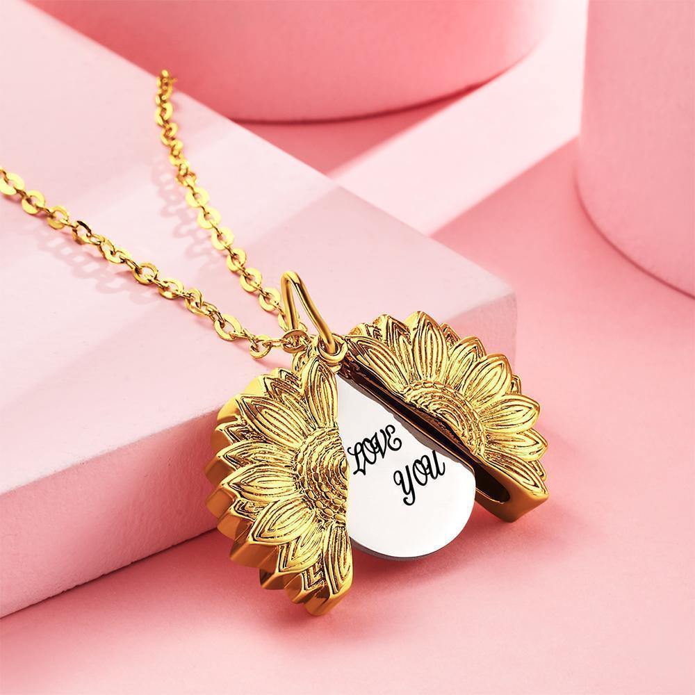 Custom Engraved Sunflower Necklace Gifts for Someone - yournamenecklace