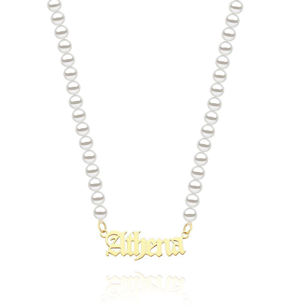 Custom Engraved Necklace Pearl Chain Exquisite Gifts - yournamenecklaceau
