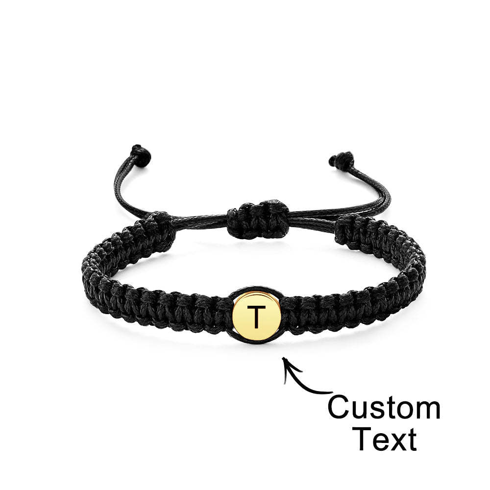 Personalized Initial Bracelets Engraving Braided Rope Wrist Bracelets Gift for Lover - yournamenecklaceau