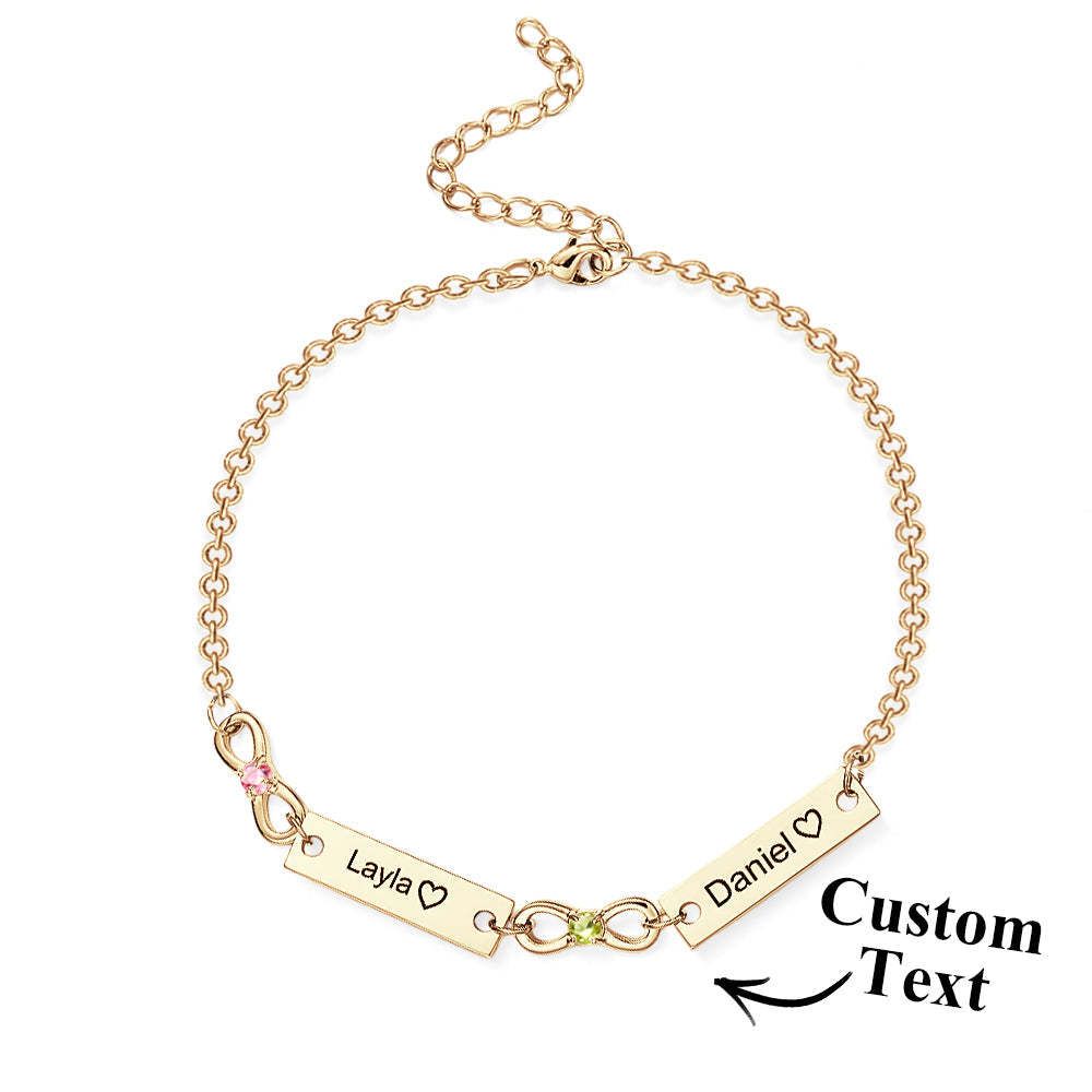 Custom Infinity Symbol Name Bracelet Personalized Stainless Steel Birthstone Bracelet for Family - yournamenecklaceau