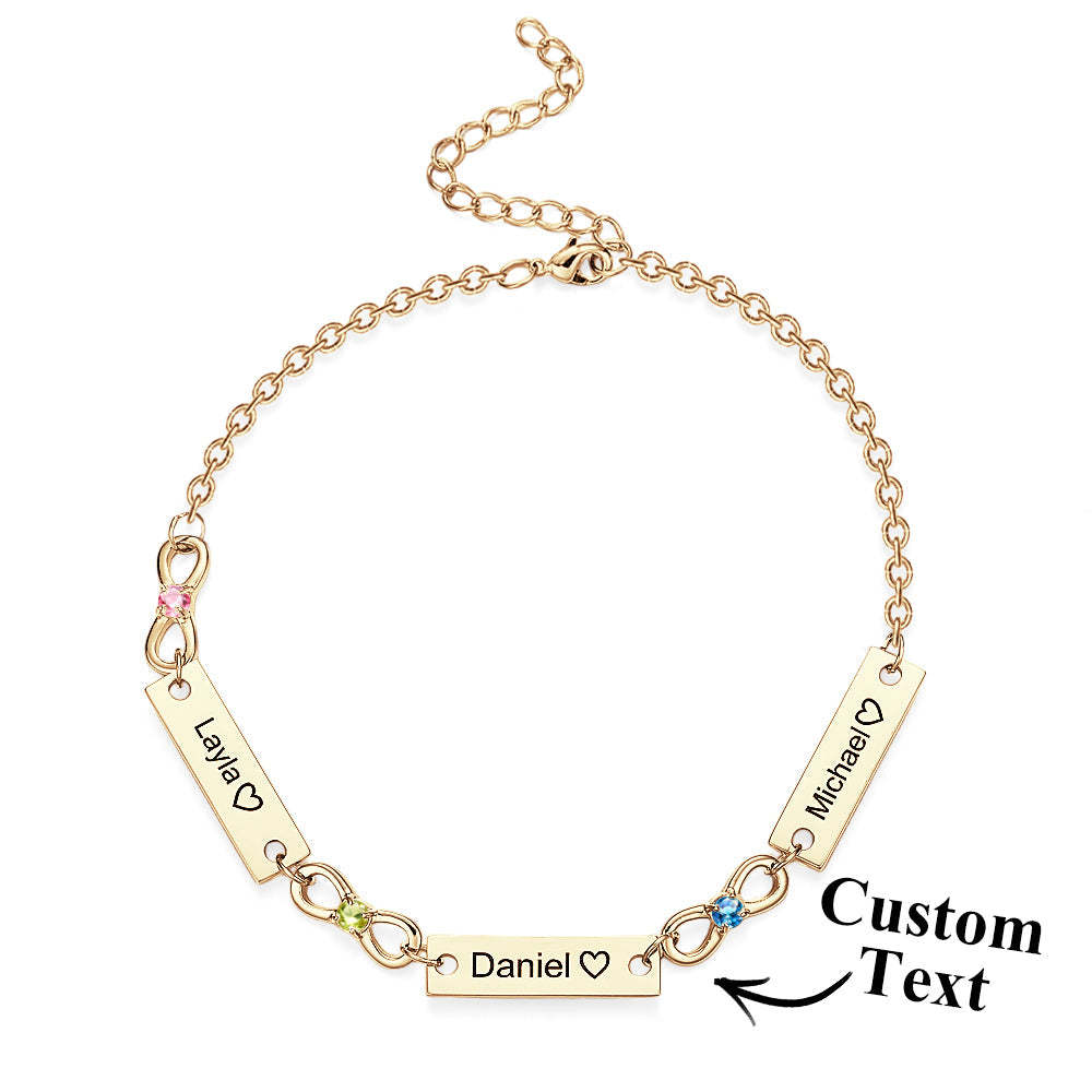 Custom Infinity Symbol Name Bracelet Personalized Stainless Steel Birthstone Bracelet for Family - yournamenecklaceau