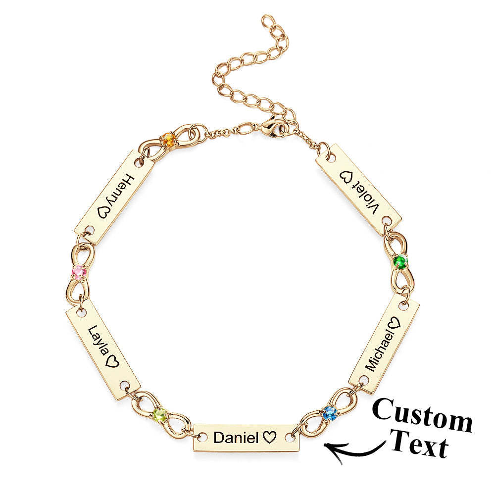 Custom Infinity Symbol Name Bracelet Personalized Stainless Steel Birthstone Bracelet for Family - yournamenecklaceau
