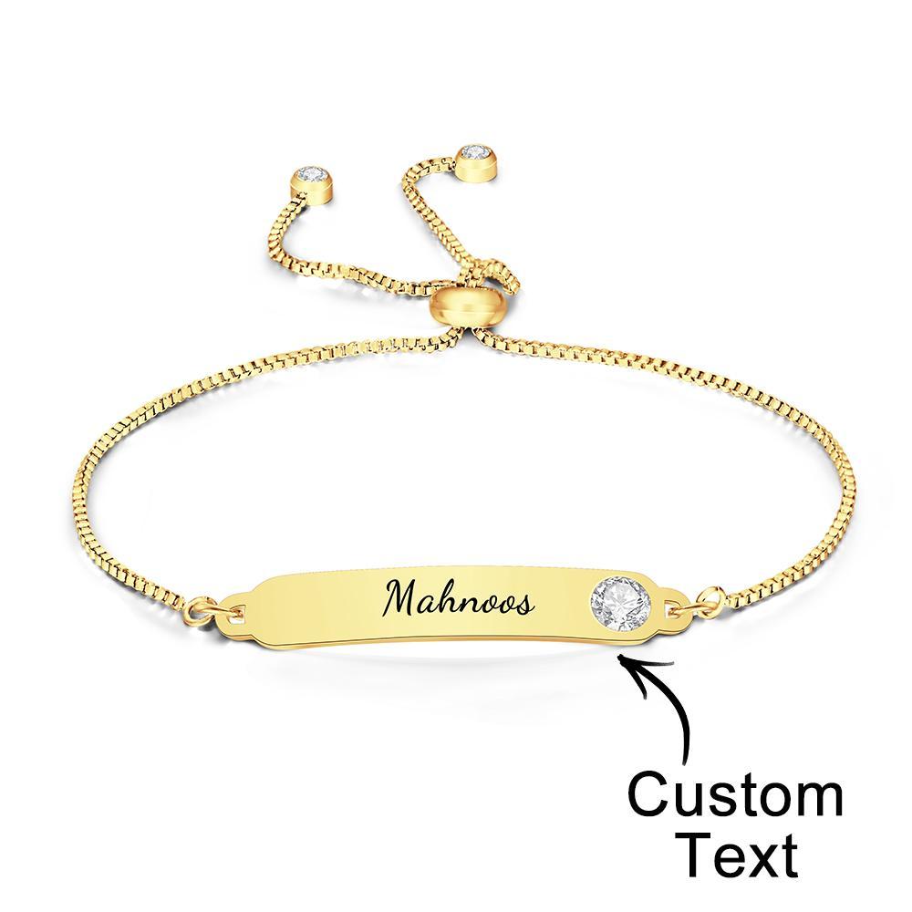 Custom Engraved Bracelet Name Bracelet Simple Rhinestones Gifts - yournamenecklaceau