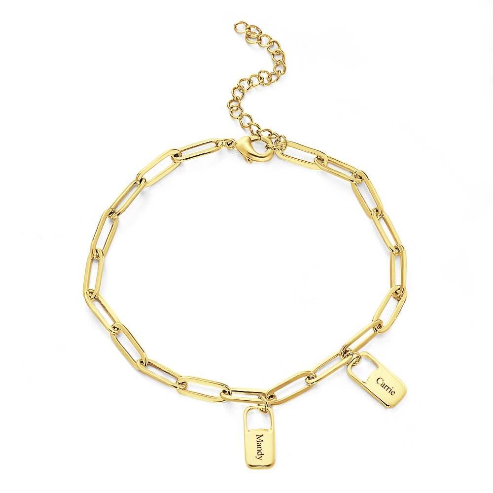 Rory Chain Link Bracelet with 1-6 Charms Custom Family Names Bracelet - yournamenecklaceau