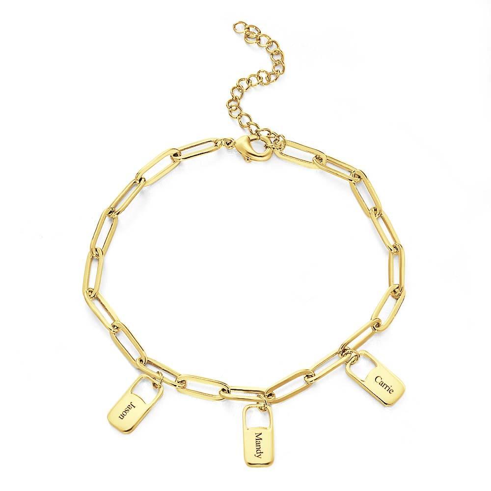 Rory Chain Link Bracelet with 1-6 Charms Custom Family Names Bracelet - yournamenecklaceau