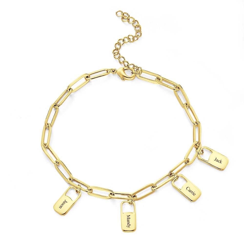 Rory Chain Link Bracelet with 1-6 Charms Custom Family Names Bracelet - yournamenecklaceau