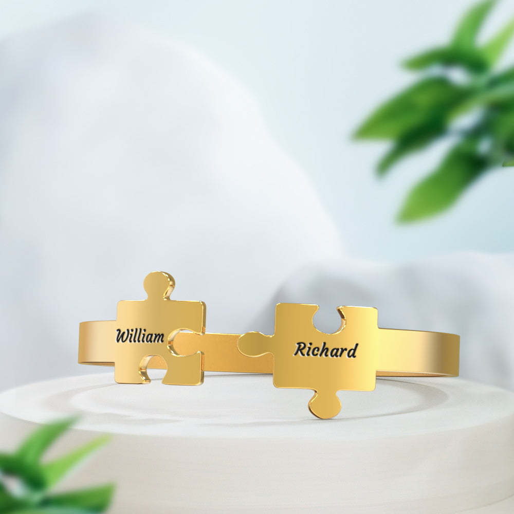 Engraved Promise Bracelet Puzzle Bracelet Gift for Couple - yournamenecklaceau