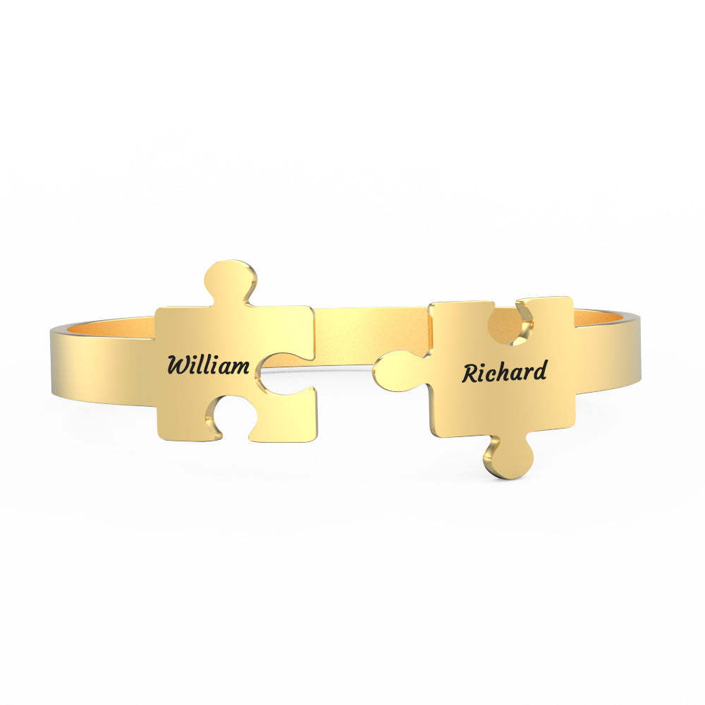 Engraved Promise Bracelet Puzzle Bracelet Gift for Couple - yournamenecklaceau