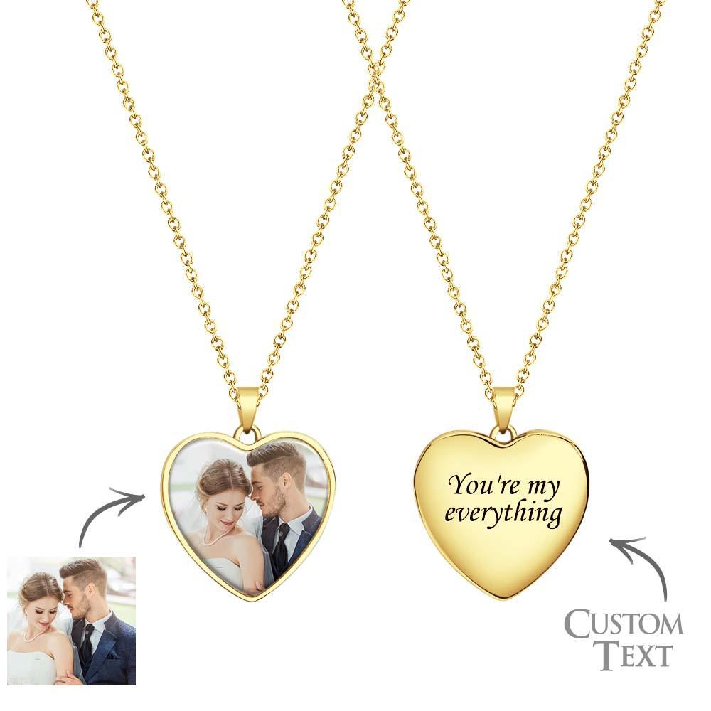 Custom Photo Engraved Necklace Heart Shape Commemorate Gifts for Men - yournamenecklaceau