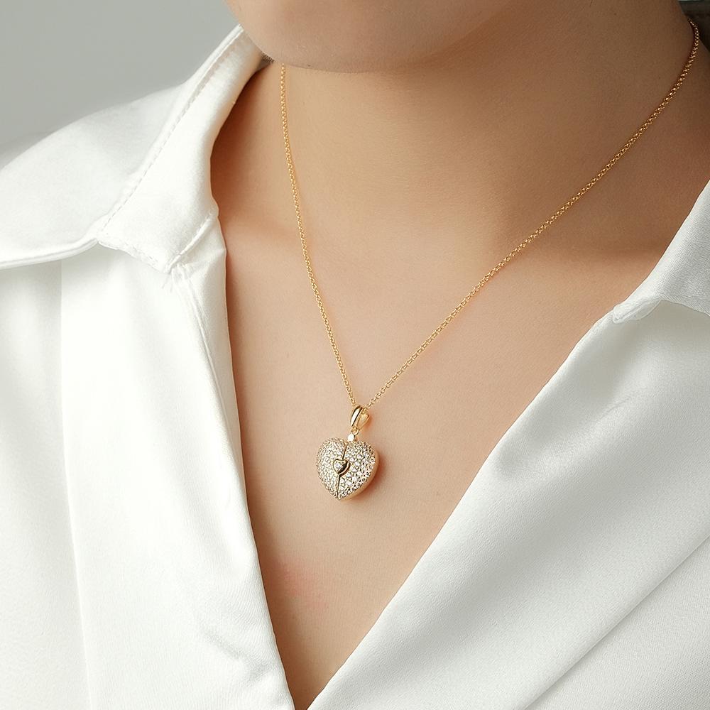 Custom Heart Photo Pendant Necklace Personalized Picture Necklace Gift for Her - yournamenecklaceau