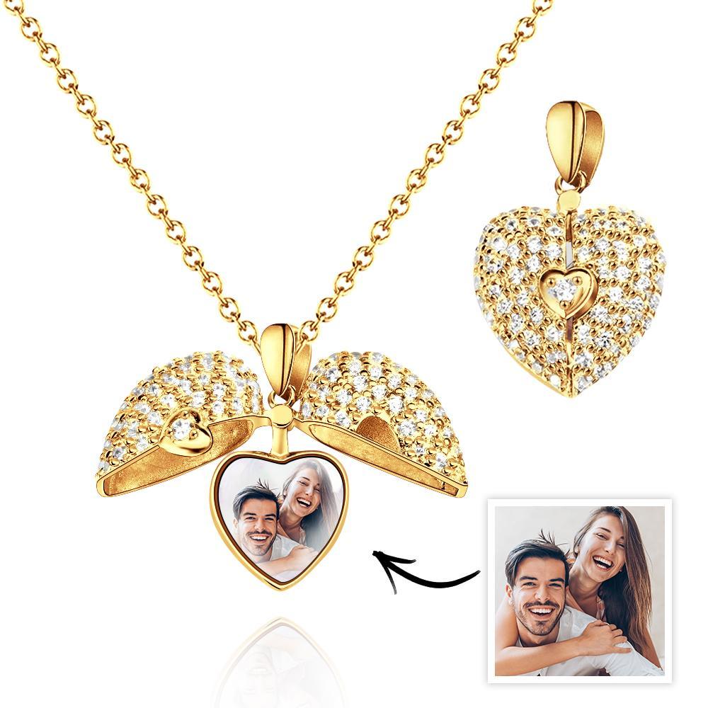 Custom Heart Photo Pendant Necklace Personalized Picture Necklace Gift for Her - yournamenecklaceau