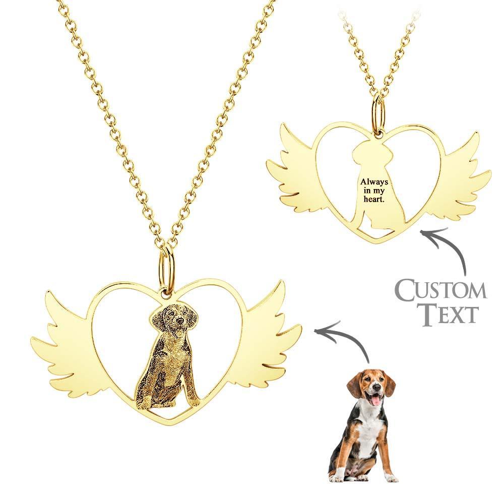 Custom Photo Engraved Necklace Angel Pet Remember Gift - yournamenecklaceau