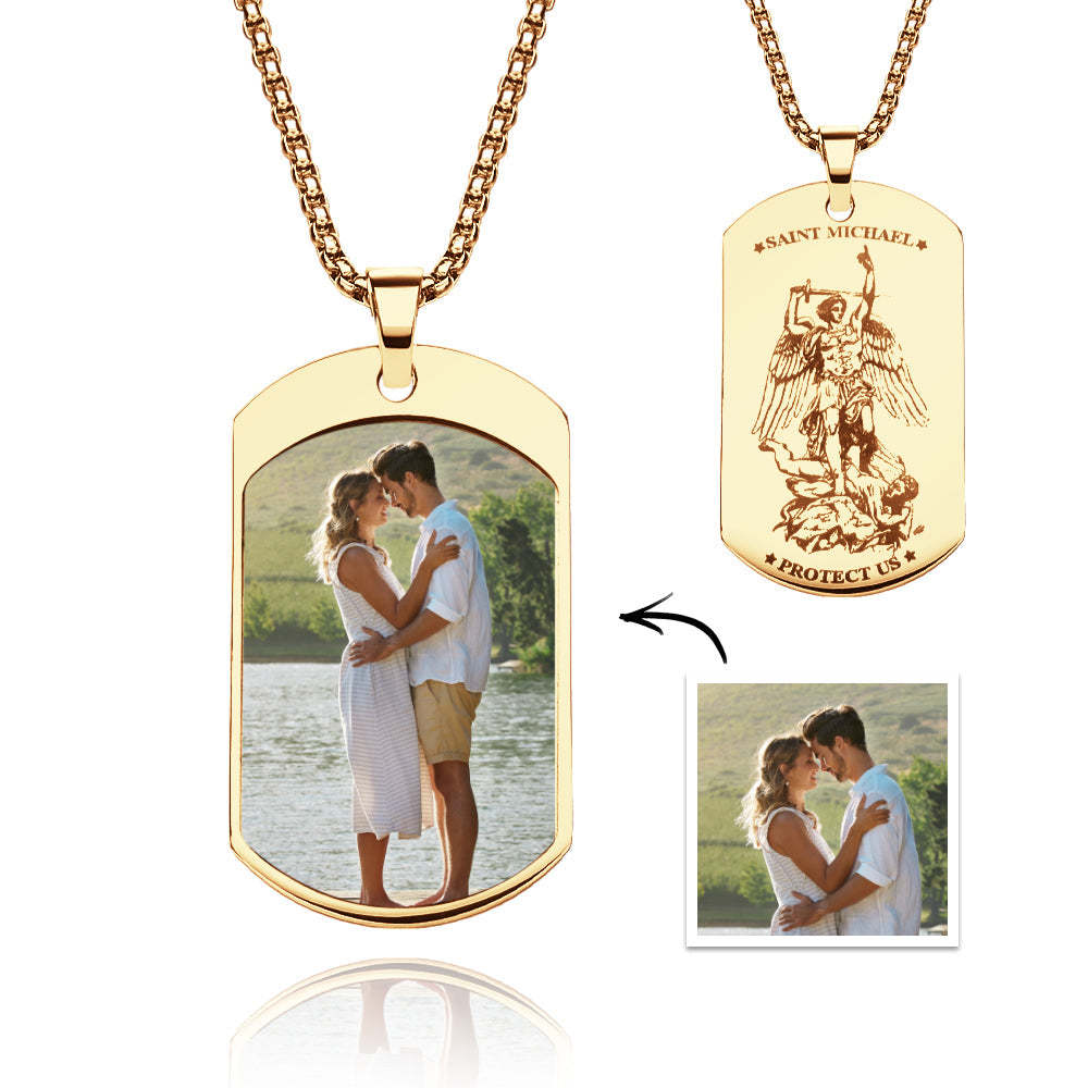 Custom Photo Necklace Archangel Saint Michael Jewelry Pendant - yournamenecklaceau