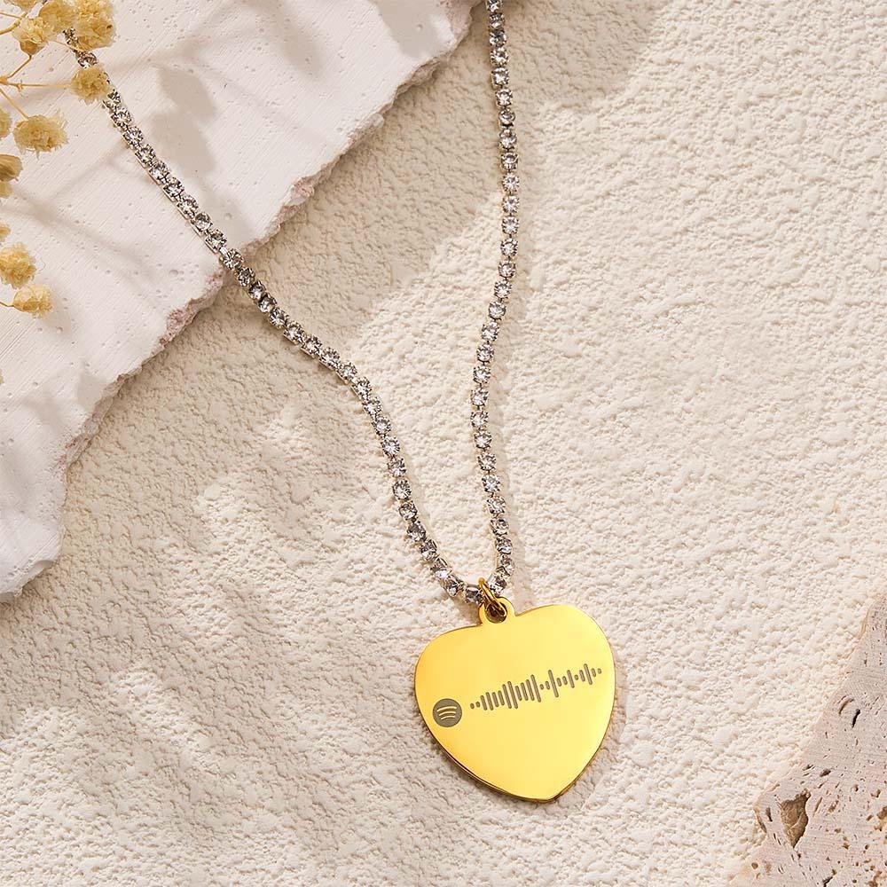 Custom Spotify Code Necklace Tennis Chain Engraved Necklace Gifts For Couple's - yournamenecklaceau