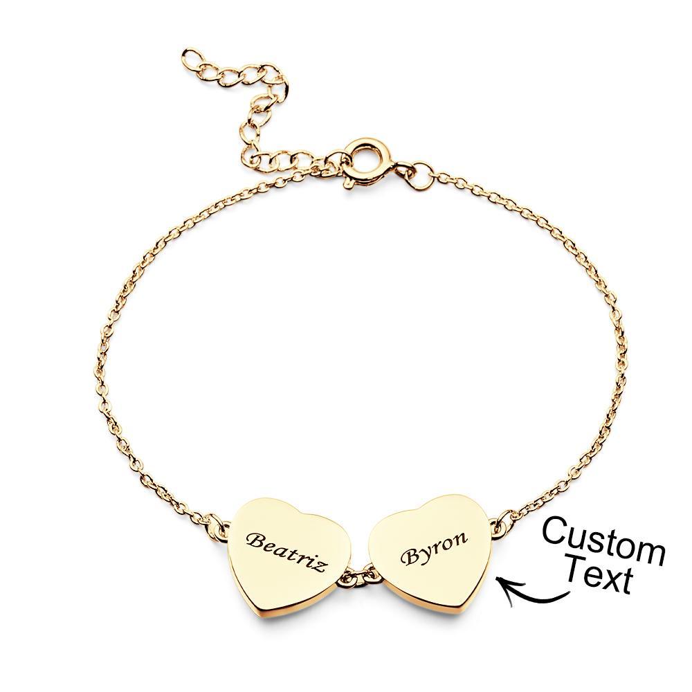 Custom Photos Bracelet Two Hearts Connection Bracelet For Couples - yournamenecklaceau