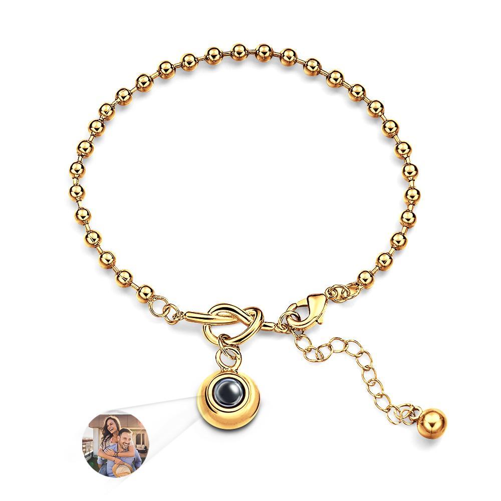 Custom Photo Projection Bracelet with Round Bead Stylish Present for Important Person - yournamenecklaceau
