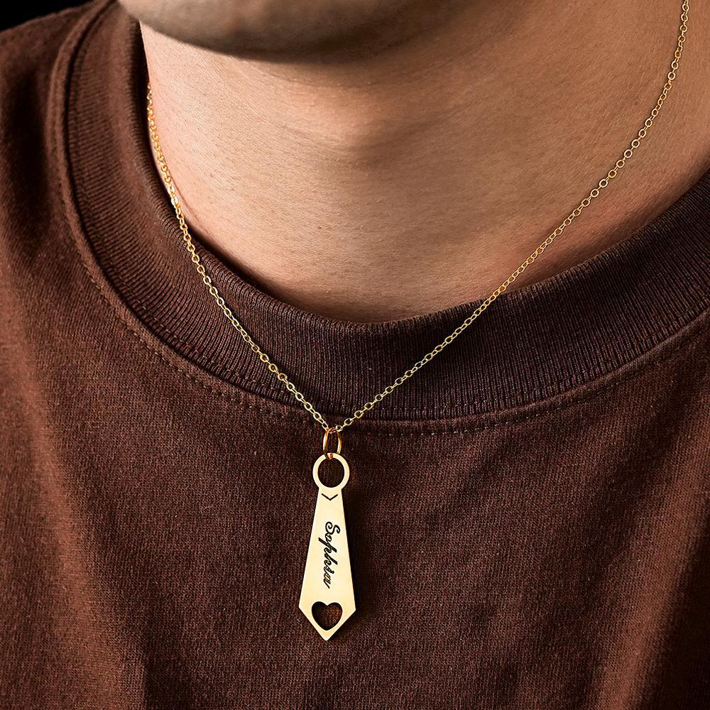 Custom Name Necklace Metal Tie Unique Gifts for Dad - yournamenecklaceau