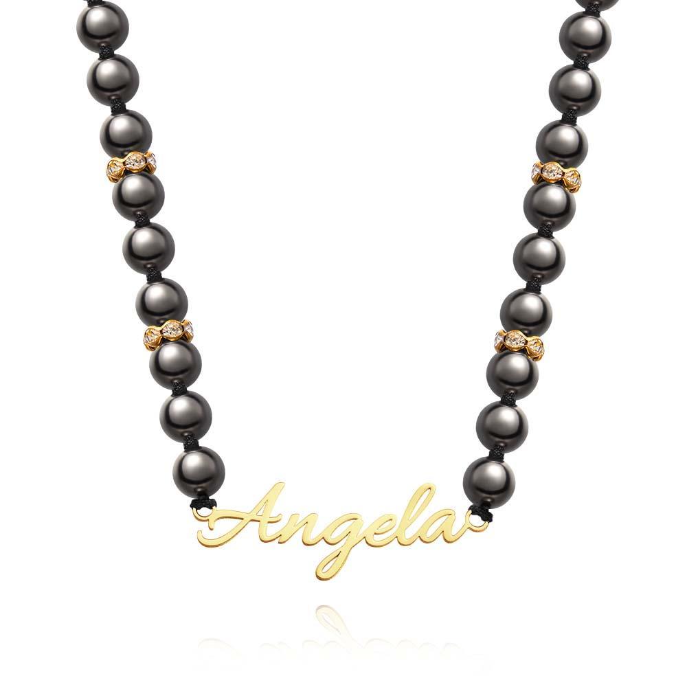 Personalized Name Black Beads Necklace Simple jewelry Gifts For Her - yournamenecklaceau
