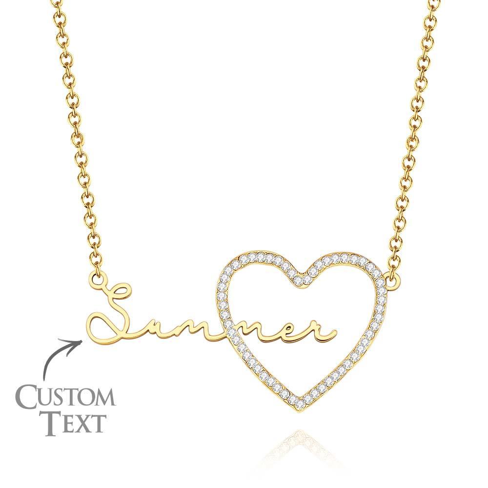 Custom Name Necklace Heart Iced Name Hollow Out Necklace Jewelry Gift For Her - yournamenecklaceau