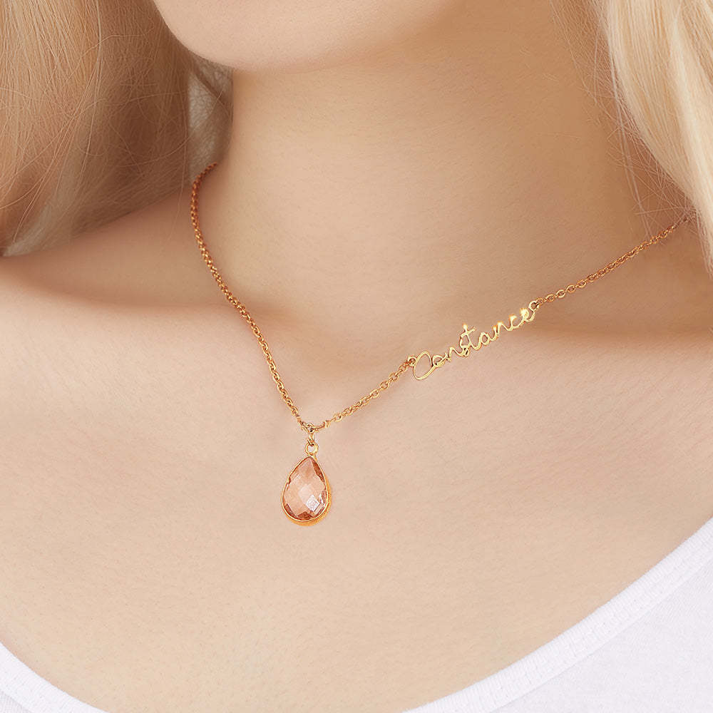 Personalized Birthstone Name Necklace Birthday Anniversary Gifts for Her - yournamenecklaceau