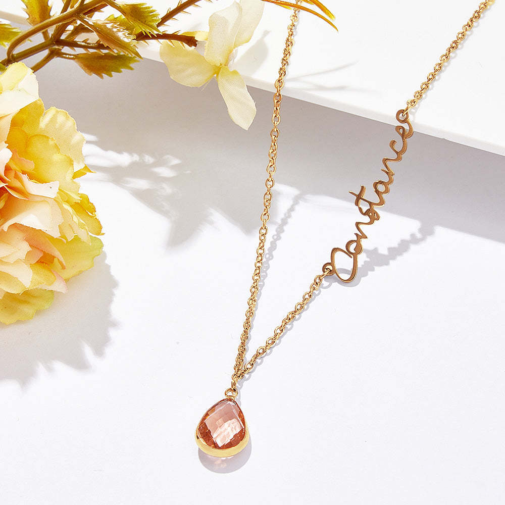 Personalized Birthstone Name Necklace Birthday Anniversary Gifts for Her - yournamenecklaceau
