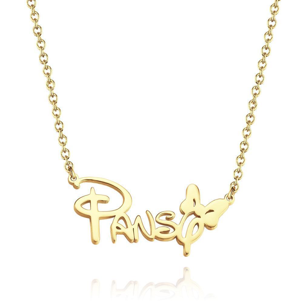 Personalized Butterfly Name Necklace 14K Gold For Her - Golden - yournamenecklaceau