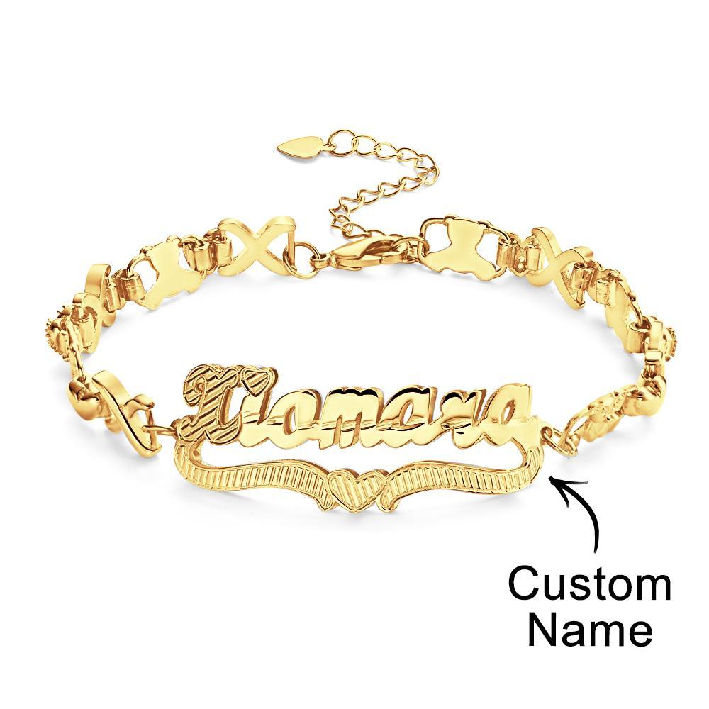 Personalized Hip Hop Name Bracelet Nameplate With Heart Decor Trendy Bracelet Jewelry Gifts For Men - yournamenecklaceau